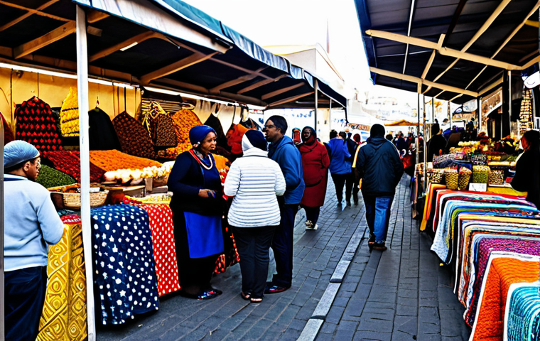남아공 여행 경비 계산법 - Cape Town Market Scene**
"A bustling marketplace in Cape Town, filled with vendors selling colorful...